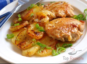 Rezept Hähnchenstücke und Kartoffeln mit Sahne überbacken