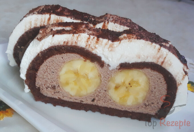 Rezept Bananen-Schokoladen-Rolle mit Puddingcreme – ohne Mehl
