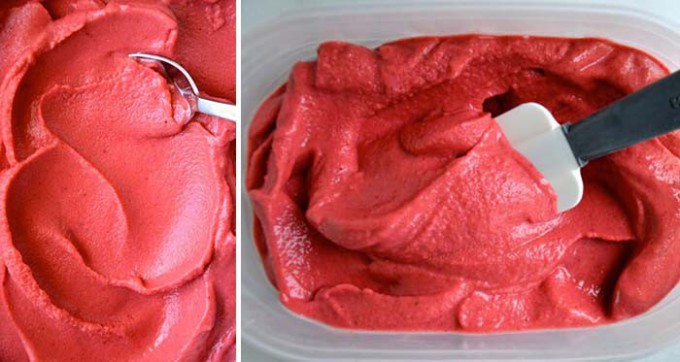 Rezept Leckere gesunde Erdbeer-Joghurt-Eiscreme aus 4 Zutaten in nur 5 Minuten zubereitet