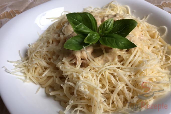 Rezept Spaghetti mit Hähnchenfleisch und Rahmsoße