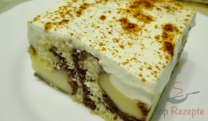 Rezept Kuchen mit Pudding, saurer Sahne und Zimt