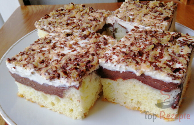 Rezept Leckerer Bounty-Blechkuchen mit Schokoladenpudding