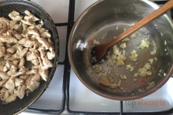 Zubereitung des Rezepts Nudelauflauf mit Hähnchenfleisch und Käsesoße, schritt 3