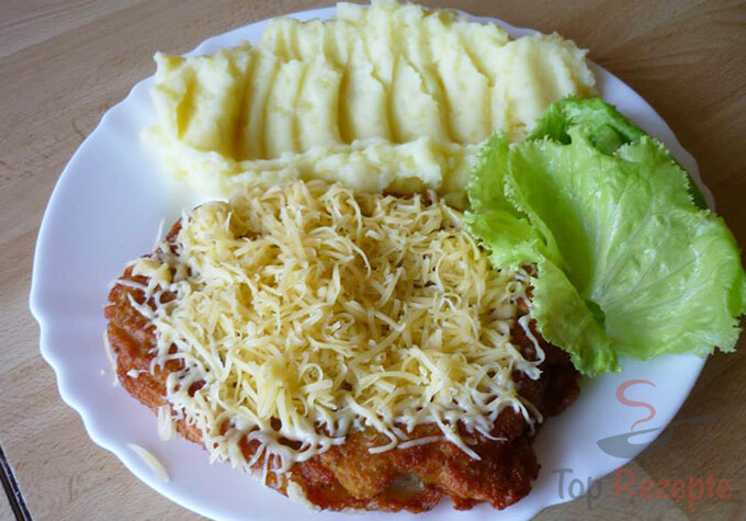 Rezept Schnitzel in Kartoffelkruste mit Käse