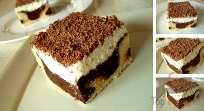 Rezept Leckerer Kuchen mit Pudding und Schlagsahne