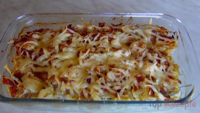 Rezept Blumenkohl mit Schinken und Käse überbacken