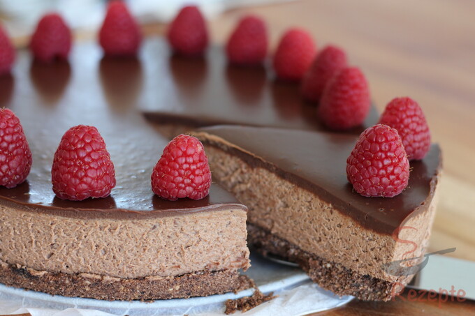 Rezept Super-Chocolate-Cheesecake mit Himbeeren