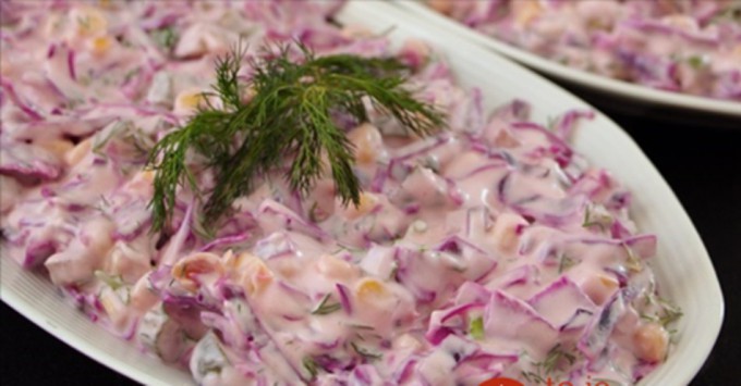 Rezept Leckerer leichter Rotkohlsalat mit Joghurt-Sahne-Soße