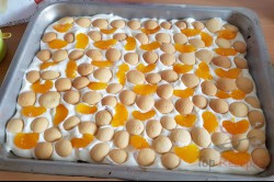 Zubereitung des Rezepts Die perfekte kalte Torte mit Quark-Sahne-Creme, Mandarinen und Puddingguss, schritt 2