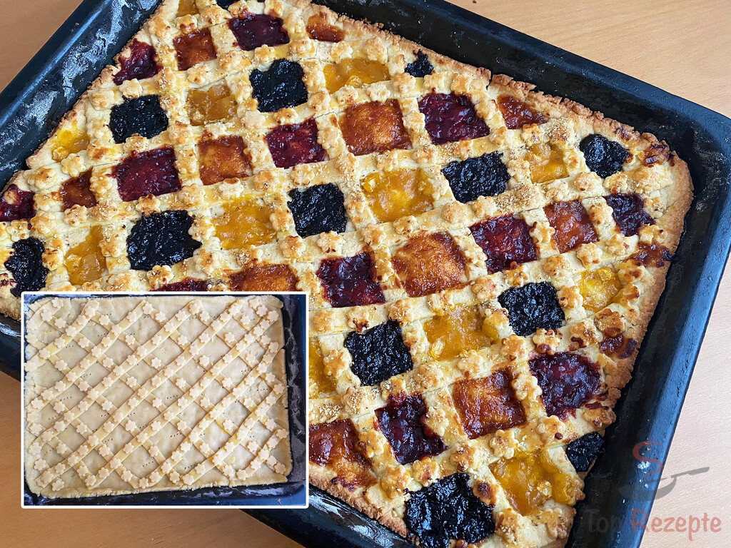 Leckerer Gitterkuchen mit bunter Marmelade-Füllung | Top-Rezepte.de